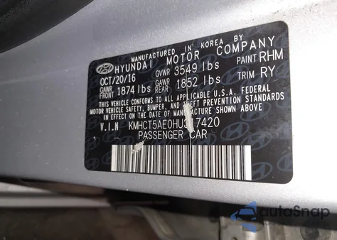 2017 Hyundai Accent Se from USA, damaged, VIN KMHCT5AE0HU317420